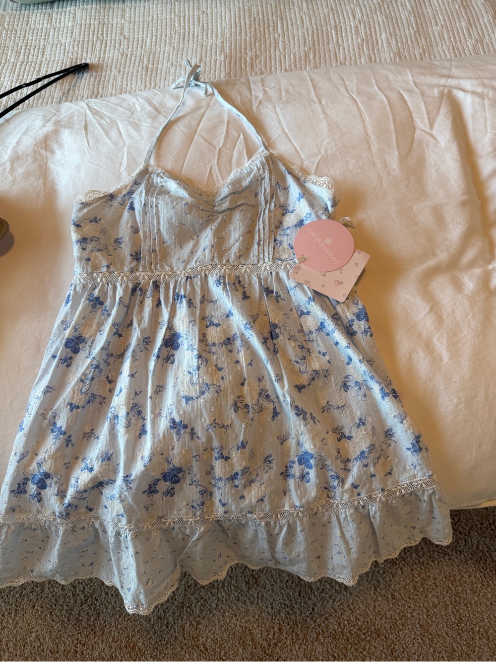Love Shack Fancy x Target Light Blue Floral Halter Dress kids size 16